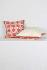 Pink Geometric Hand Block Printed Cotton Cushion Cover
