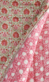 Rust Floral Hand Block Printed Cotton Quilt