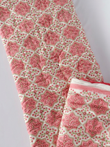 Pink Geometric Floral Hand Block Printed Cotton Quilt