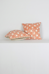 White Floral Hand Block Printed Cotton Cushion Cover