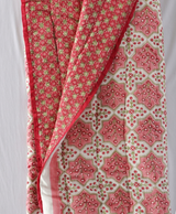 Pink Geometric Floral Hand Block Printed Cotton Quilt