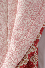 Rust Geometric Floral Hand Block Printed Cotton Quilt
