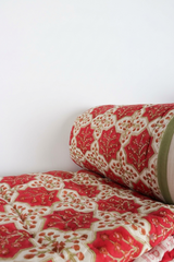 Rust Geometric Floral Hand Block Printed Cotton Quilt