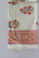 Rust Floral Hand Block Printed Cotton Bedsheet