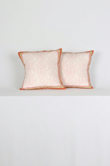 Pink Floral Hand Block Printed Cotton Cushion Cover
