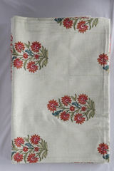 Rust Floral Hand Block Printed Cotton Bedsheet