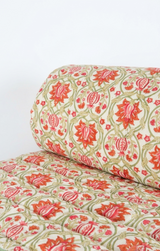 Rust Floral Hand Block Printed Cotton Quilt