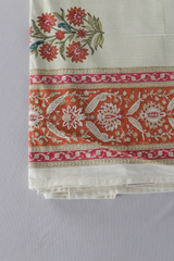 Rust Floral Hand Block Printed Cotton Bedsheet