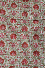 Rust Floral Hand Block Printed Cotton Quilt