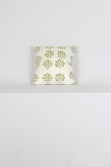 White Geometric Hand Block Printed Cotton Cushion Cover