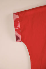 Maroon Cotton Ikat V-Neck A-Line Kaftan