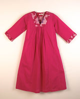 Pink Cotton Ikat V-Neck A-Line Kurta