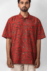 Red Ajrakh Print Cotton Shirt