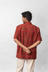 Red Ajrakh Print Cotton Shirt