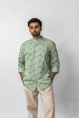 Light Green Hand Block Printed Cotton Shirt