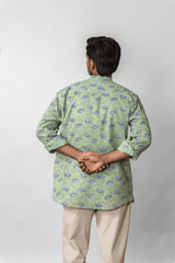 Light Green Hand Block Printed Cotton Shirt