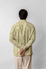 Green Floral Block Printed Full-Sleeve Cotton Shirt