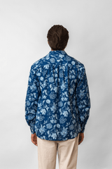 Blue Floral Printed Full-Sleeve Cotton Shirt