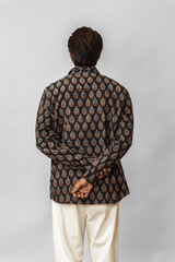 Black Cotton Ajrakh Block Printed Shirt