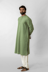 Green Jamal Stripe Cotton Kurta