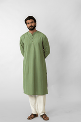 Green Jamal Stripe Cotton Kurta