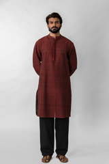 Maroon Handloom Cotton Long Kurta