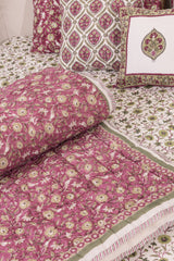 Cotton Hand Block Printed Quilt - Pink