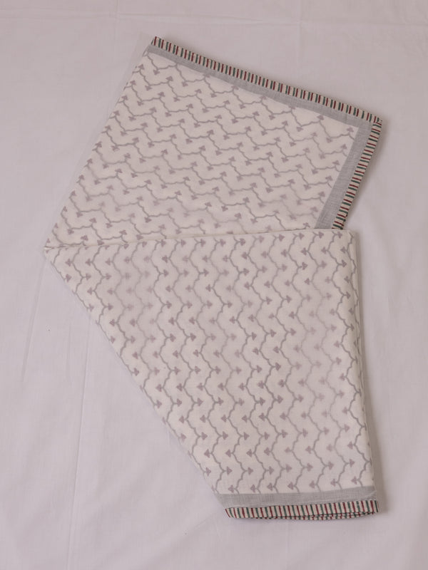 Cotton Hand Block Printed Dohar - White