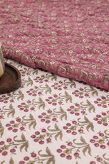 Cotton Hand Block Printed Bedsheet - White