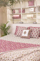 Cotton Hand Block Printed Quilt - Pink