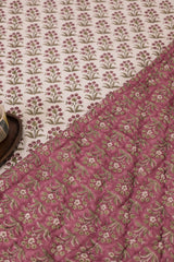 Cotton Hand Block Printed Bedsheet - White