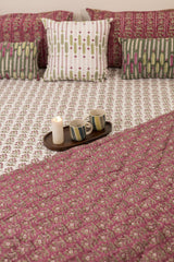 Cotton Hand Block Printed Quilt - White