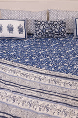 Cotton Hand Block Printed Quilt - Indigo