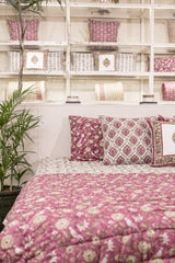 Cotton Hand Block Printed Quilt - Pink