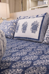 Cotton Hand Block Printed Bedsheet - Indigo
