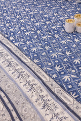 Cotton Hand Block Printed Bedsheet - Indigo