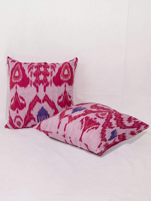 Cotton Ikat Cushion Cover - Pink