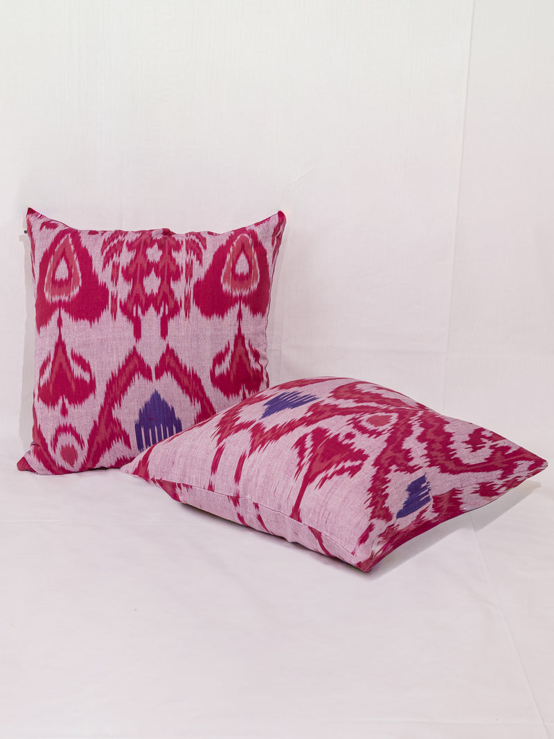 Cotton Ikat Cushion Cover - Pink