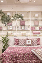 Cotton Hand Block Printed Quilt - Pink