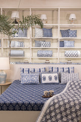 Cotton Hand Block Printed Bedsheet - Indigo