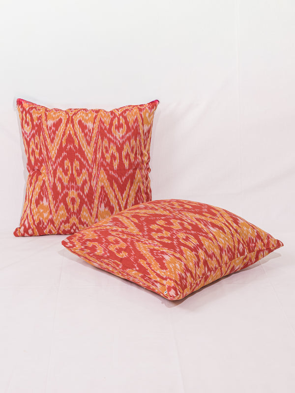 Cotton Ikat Cushion Cover - Rust