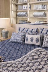 Cotton Hand Block Printed Quilt - Indigo