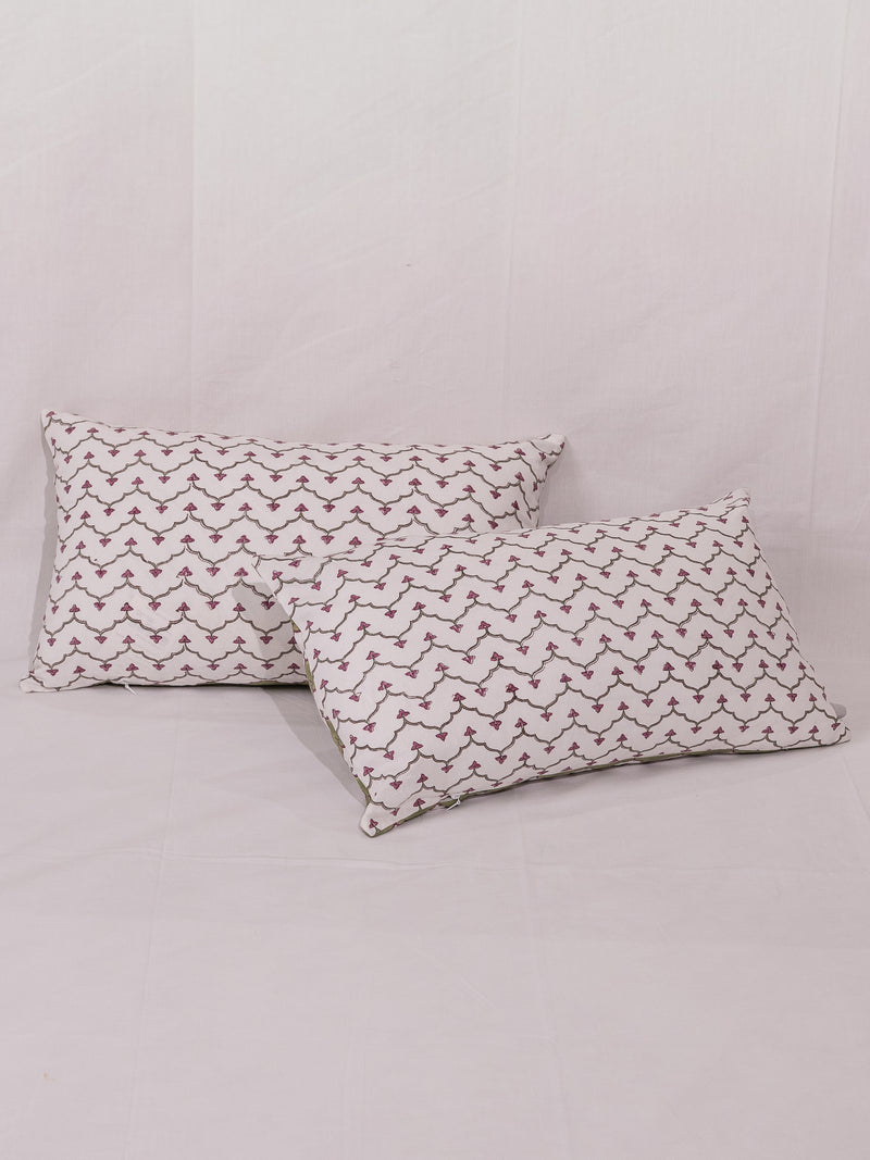 Cotton Handblock Printed Cushion Cover - Green