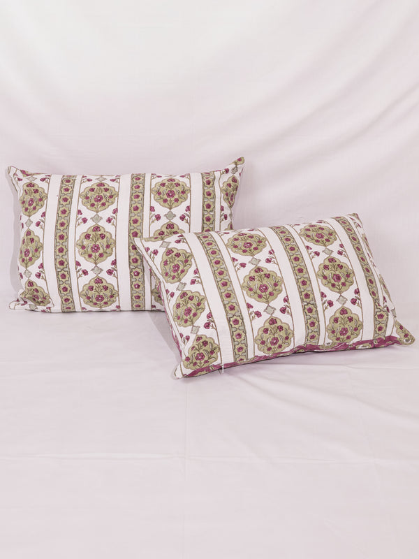 Cotton Handblock Printed Cushion Cover - Pink