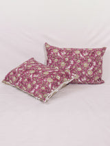 Cotton Handblock Printed Cushion Cover - Pink