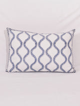 Cotton Handblock Printed Cushion Cover - White