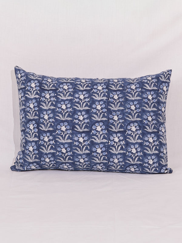 Cotton Handblock Printed Cushion Cover - Indigo