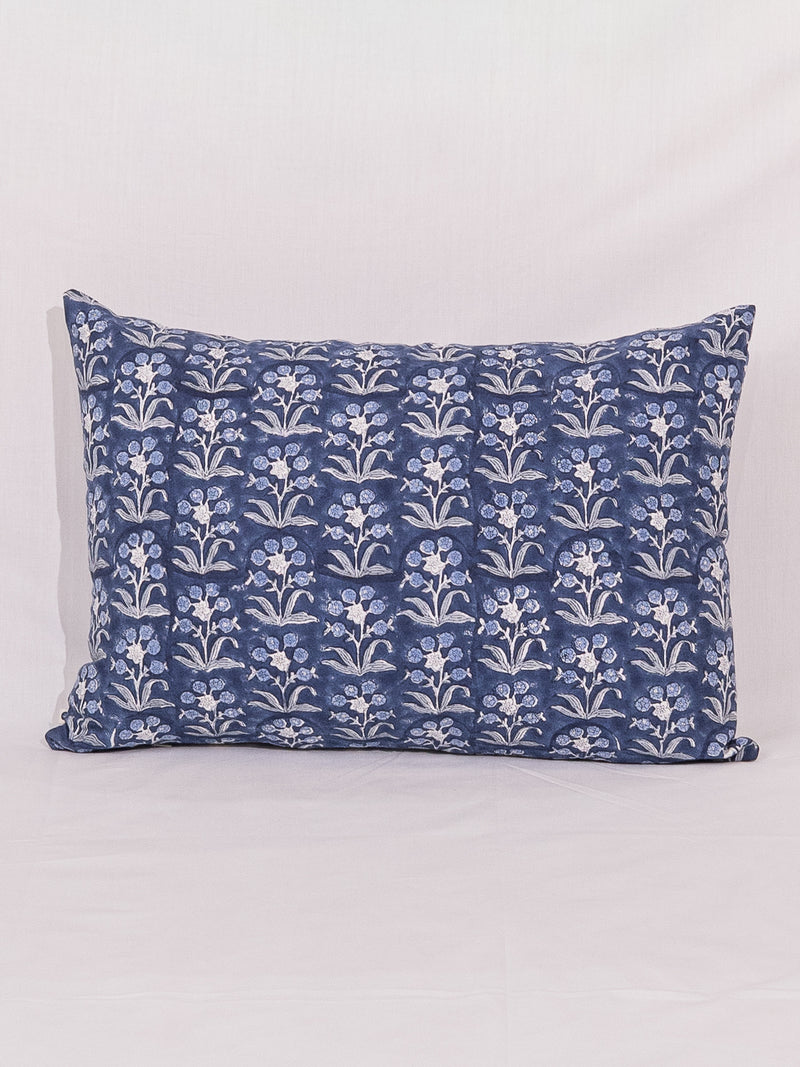 Cotton Handblock Printed Cushion Cover - Indigo