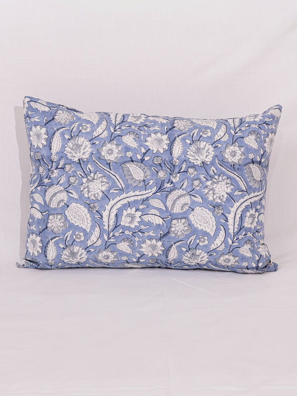 Cotton Handblock Printed Cushion Cover - Indigo