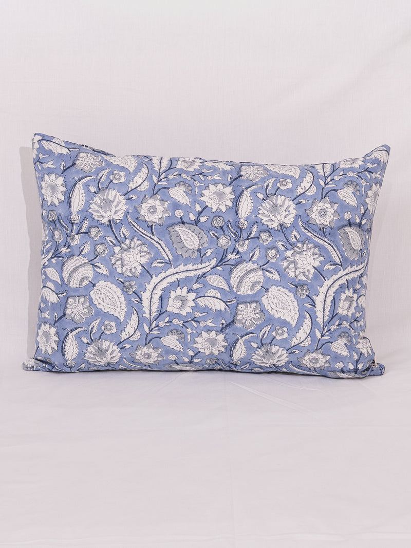 Cotton Handblock Printed Cushion Cover - Indigo